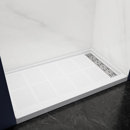 Pequod - R Shower Base, 60"x 34", White with Brushed Nickel Cover,Right