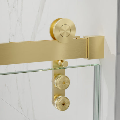 Shower Doors Sliding, 44-48"x76" Frameless Door Brushed Gold | ExBrite Elysian-R Series
