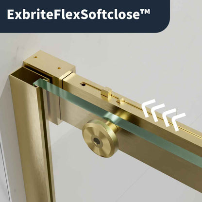 44-48" x 76" Frameless Sliding Shower door,Brushed Gold,Easy clean|ExBrite Elysian-M Series