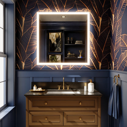 Solen 36" x 36" Frameless Rectangular Lighted Vanity Mirror with Anti-Fog and Bright LED Lighting Bathroom mirror