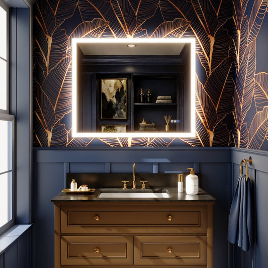 Solen 40" x 32" Frameless Rectangular Lighted Vanity Mirror with Anti-Fog and Bright LED Lighting Bathroom mirror