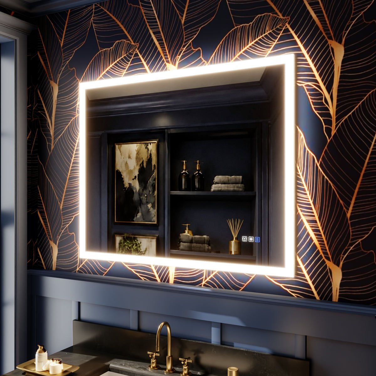Solen 40" x 32" Frameless Rectangular Lighted Vanity Mirror with Anti-Fog and Bright LED Lighting Bathroom mirror