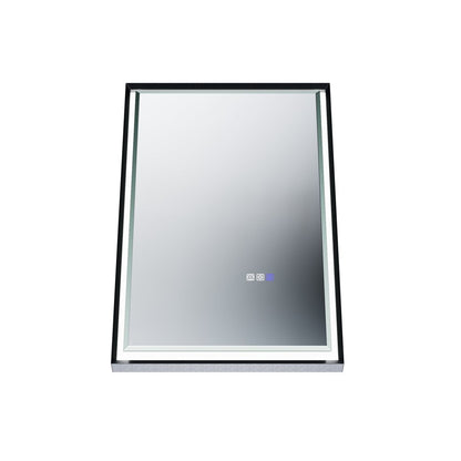 Verloar 22" W x 34" H Dimmable Lighted Bath Mirror with Light, Anti Fog and Matte Black Frame