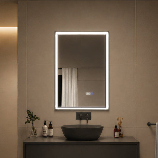 Verloar 22" W x 34" H Lighted Bathroom Mirror - Dimmable, Anti-Fog, Front-Lit Illumination in Brushed Nickel