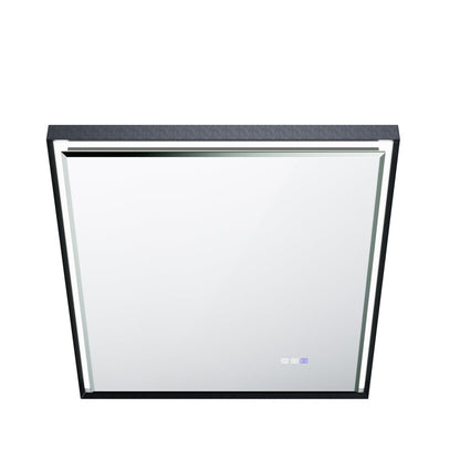 Verloar 30 Inch LED Mirror 30" W x 36" H Framed Lighted Bathroom Mirror, Dimmable, Anti Fog, Front-Lit Illumination, Matte Black