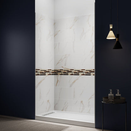 Verona Bathroom Tiles 32"x60"x96"Alcove Stone Shower Wall Kit for Bathroom Remodel,Height adjustable,Fast Installation,Waterproof,Champagne Gold