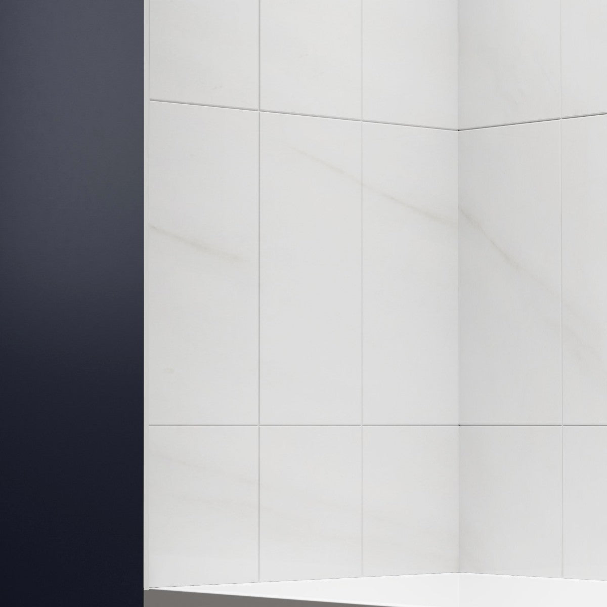 Verona - BT Bathroom Tiles 32"x60"x60" Bathtub Alcove Stone Shower Wall Kit for Bathroom Remodel,Height adjustable,Fast Installation,Waterproof,Silver White