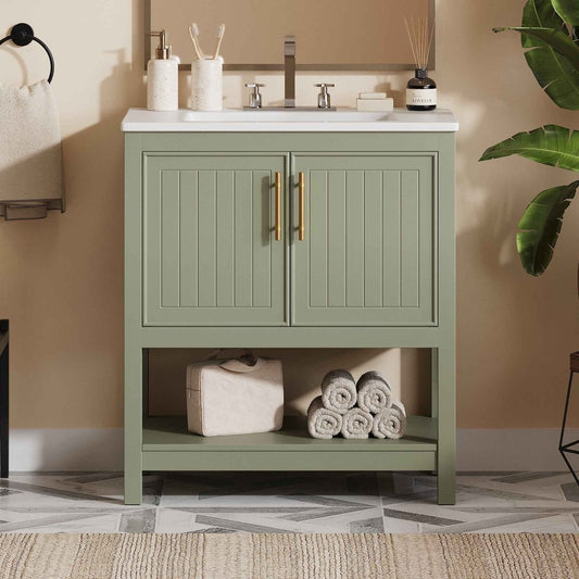 Willow 30-Inch Bathroom Vanity with Ceramic Sink and Ample Storage