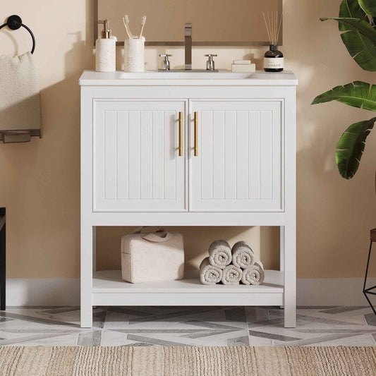 Willow 30-Inch Bathroom Vanity with Ceramic Sink and Ample Storage