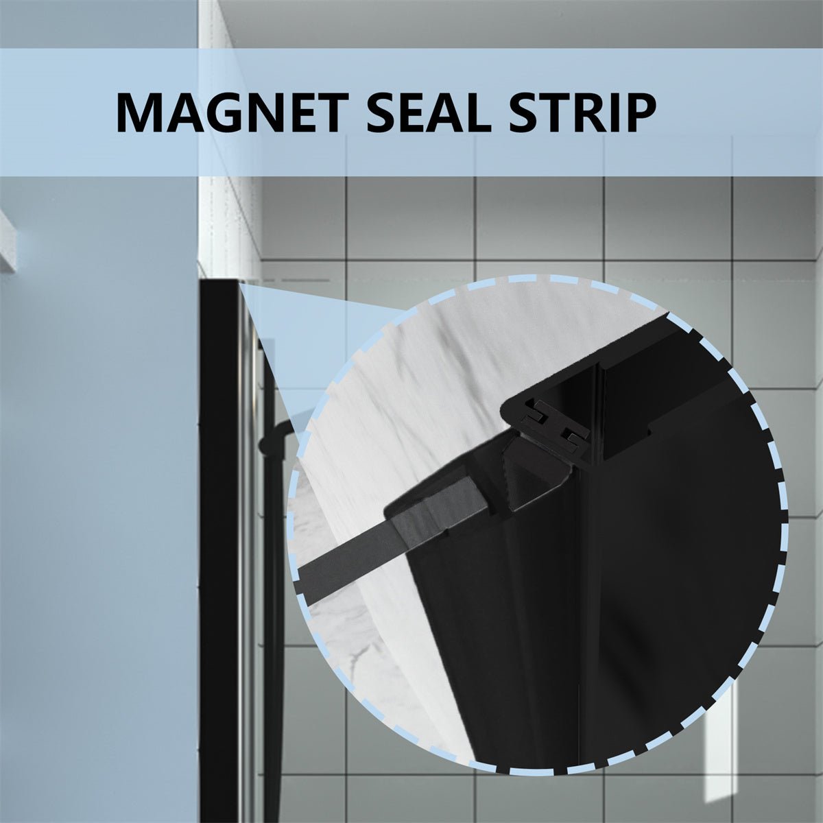 Adapt 30-31 1/2" W x 72" H Folding Shower Door Matte Black Semi-Frameless Hinged Shower Door with Handle