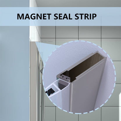 Adapt 32-33 1/2" W x 72" H Folding Shower Door Nickel Semi-Frameless Hinged Shower Door With Handle