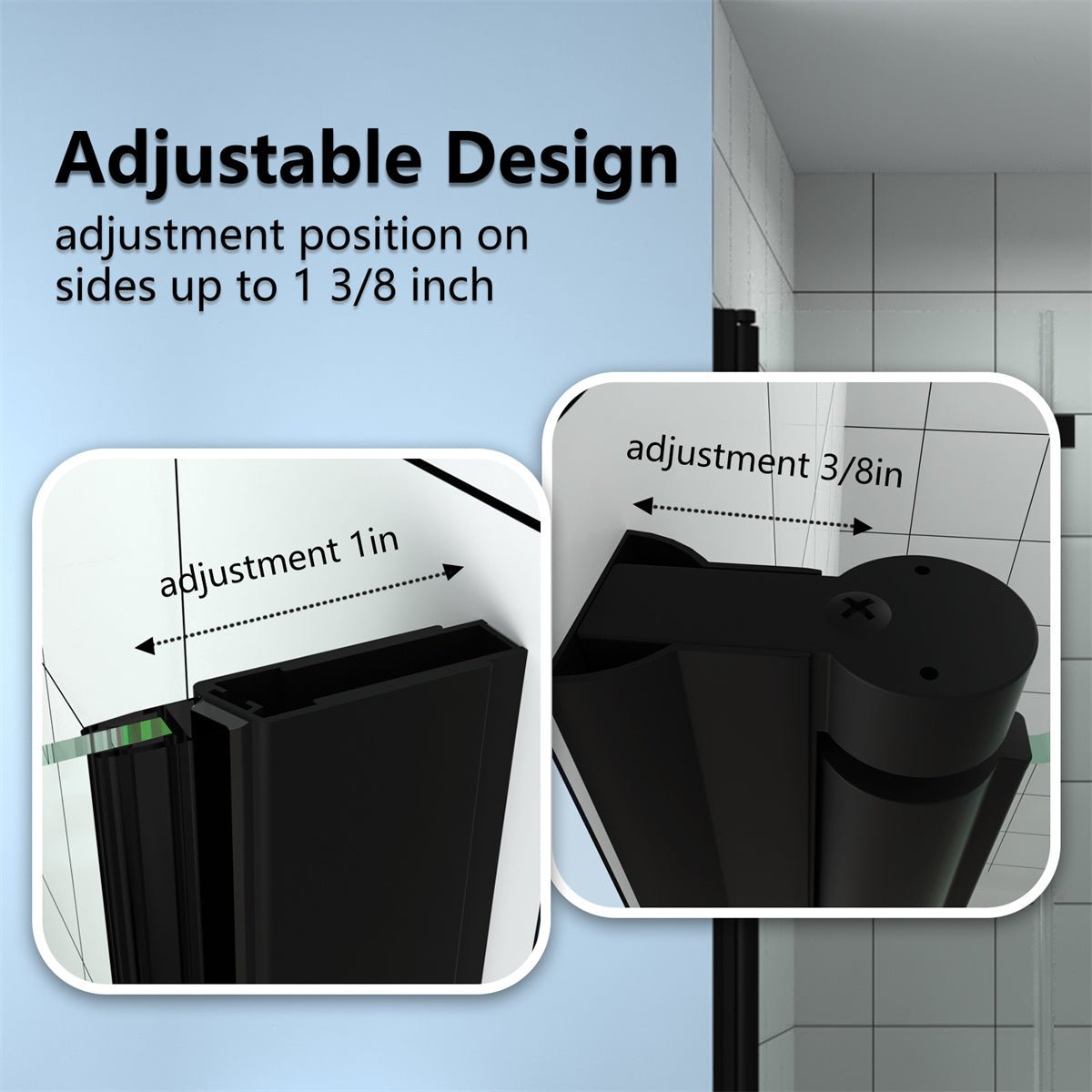 Adapt 32-33 1/2" W x 72" H Semi-Frameless Hinged Bi-Fold Folding Shower Door in Matte Black