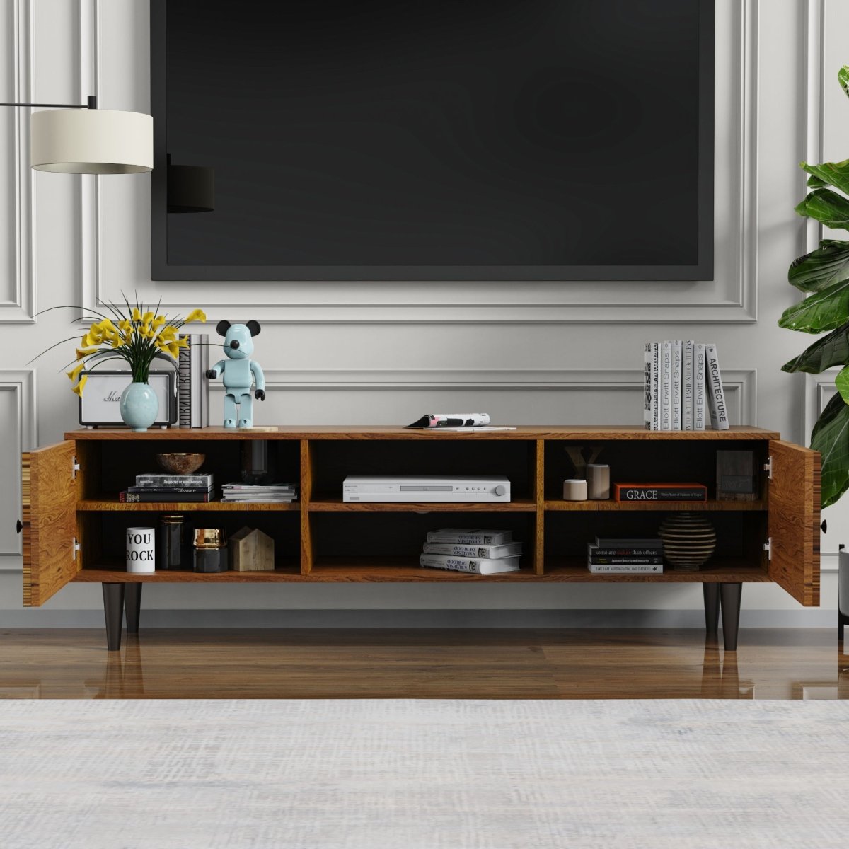 MangoLuxe 59" Solid Wood Media Console TV Stand Cabinet