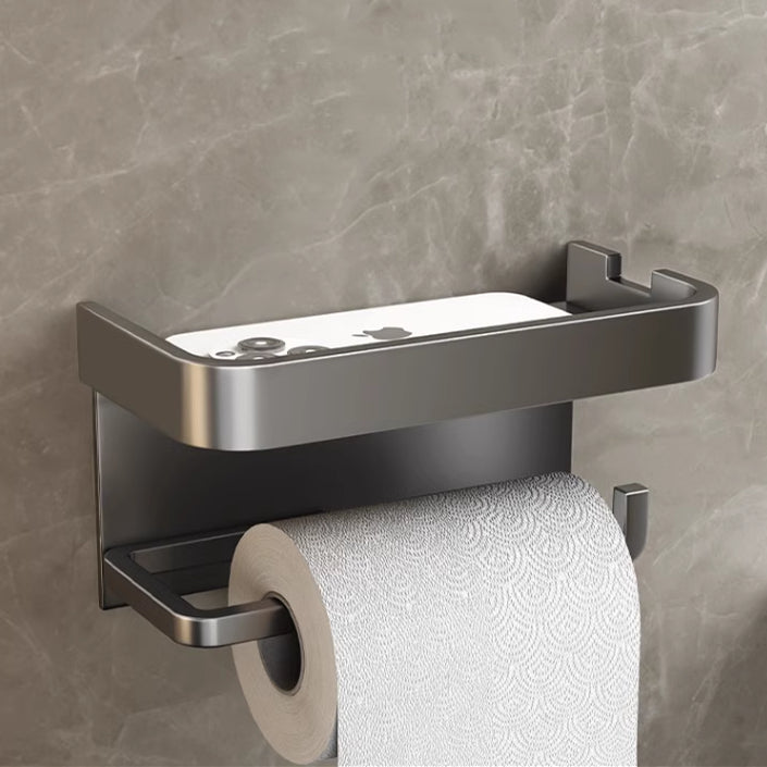 Allsumhome Paper Towel Toilet Shelf Extractor Paper Roll Holder Placement Box Restroom Storage No Punch Holes