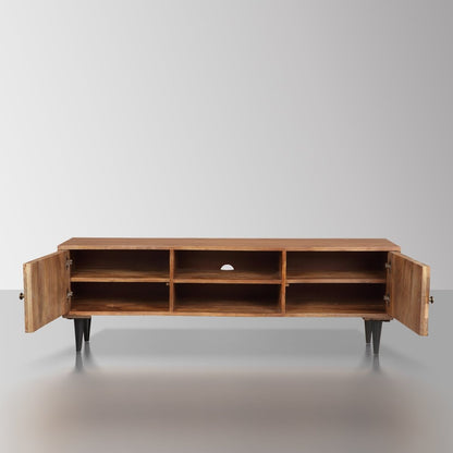 Allsumhome Solid Wood TV Stand Cabinet ,59"W X 18"H X 15"D - ExBriteUSA