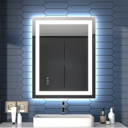 Apex 36" W X 28" H LED Bathroom Large Light Led Mirror,Anti Fog,Dimmable,Dual Lighting Mode,Tempered Glass