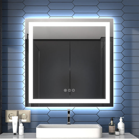 ExBrite 24 Inch LED Mirror Vanity Round Mirrors Bathroom Anti-Fog