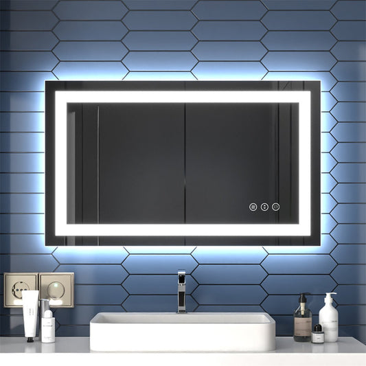 Apex 40" W x 24" H LED Bathroom Light Mirror,Anti Fog,Dimmable,Dual Lighting Mode,Tempered Glass