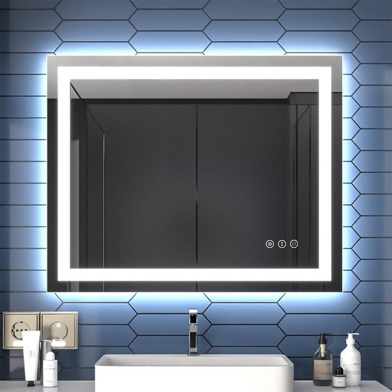 Apex 40" W x 32" H LED Bathroom Light Mirror,Anti Fog,Dimmable,Dual Lighting Mode,Tempered Glass