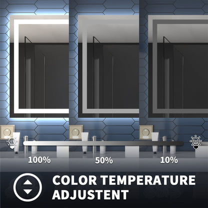 Apex 60" W x 28" H LED Bathroom Light Mirror,Anti Fog,Dimmable,Dual Lighting Mode,Tempered Glass