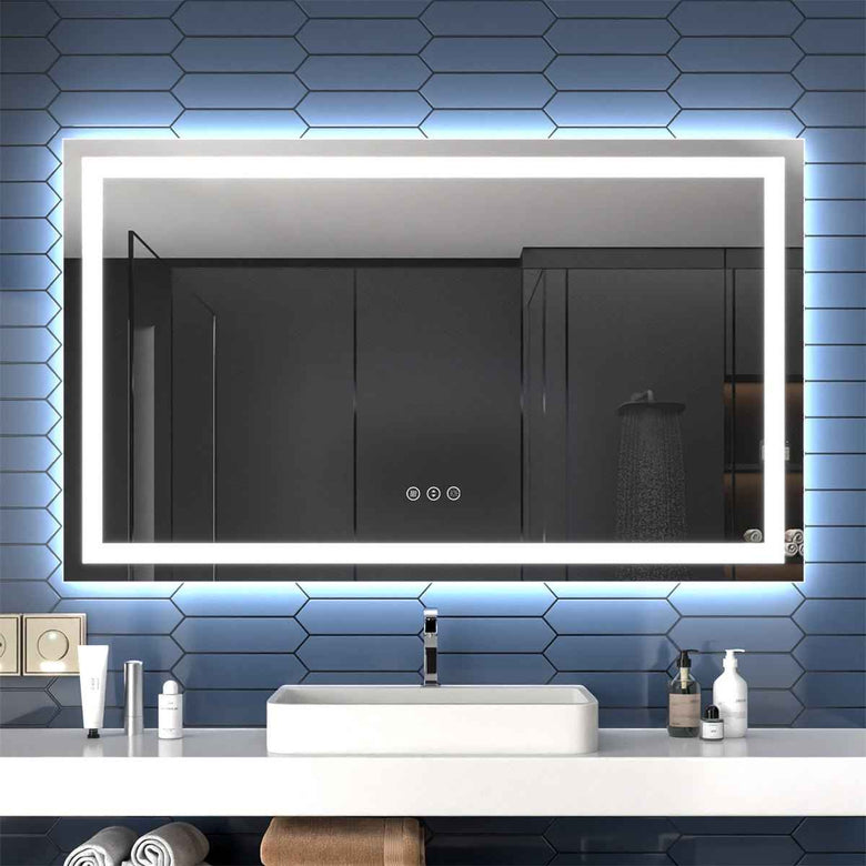Apex 60" W x 36" H LED Heated Bathroom Mirror,Anti Fog,Dimmable,Dual L