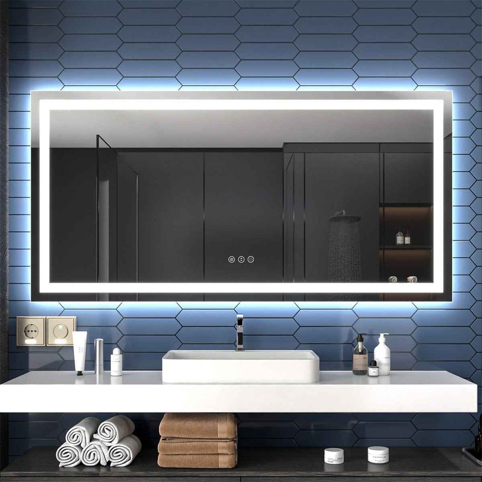 Exbrite Apex Lighted Bathroom Led Mirror,Anti Fog,Dimmable,Dual ...