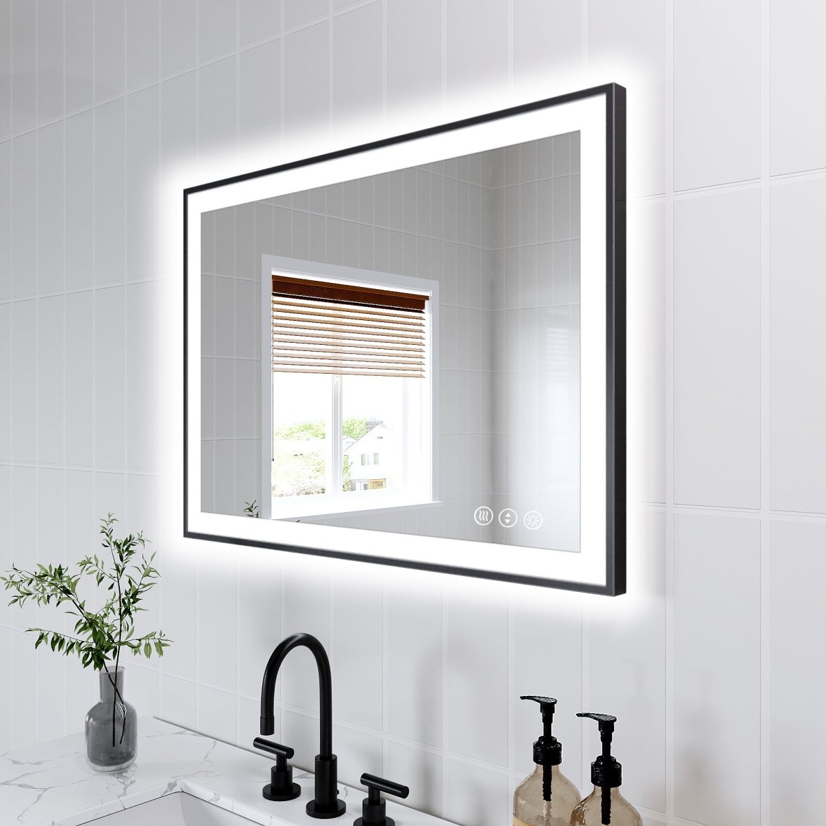 Apex-Noir 20"x28" Framed LED Lighted Bathroom Mirror