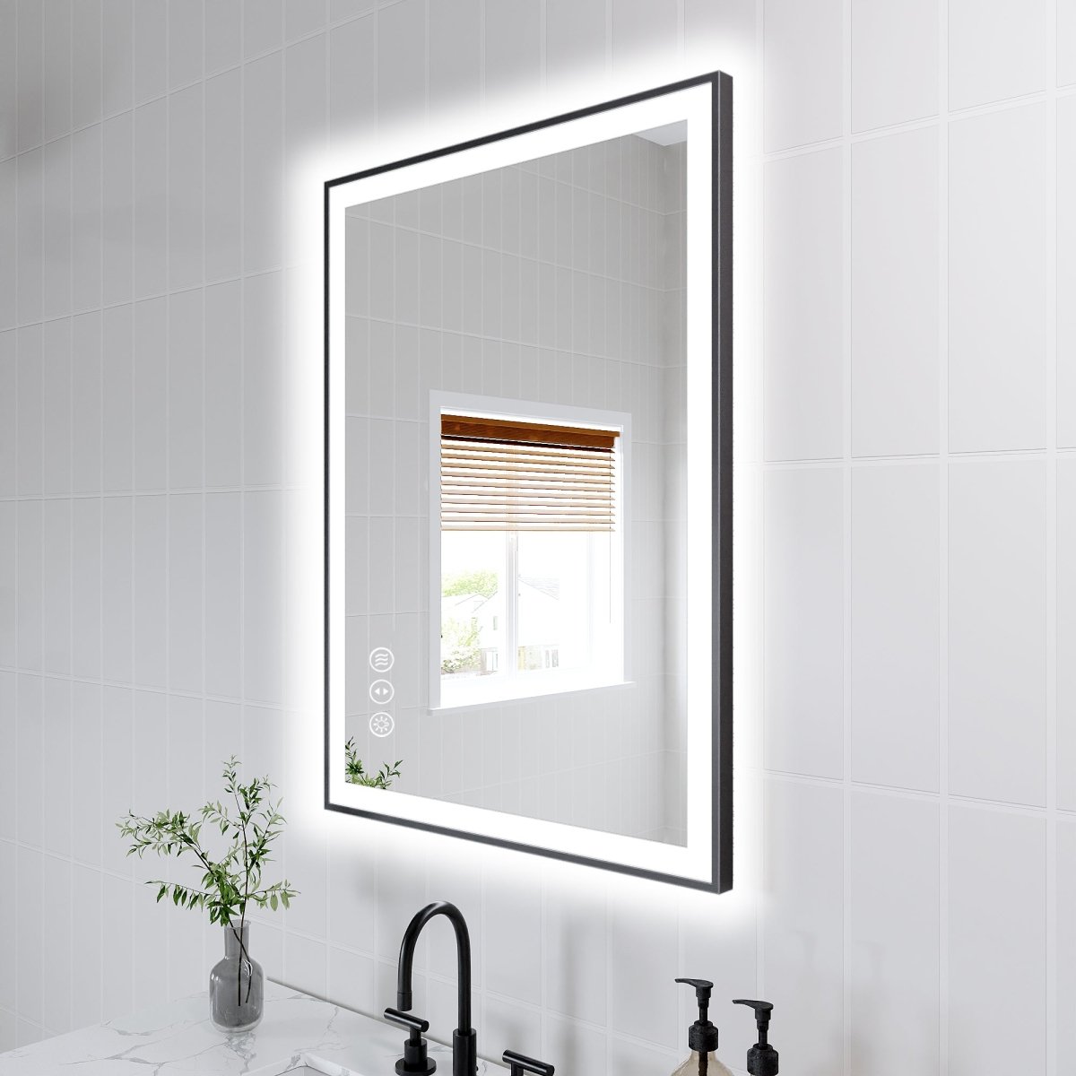 Apex-Noir 24"x32" Framed LED Lighted Bathroom Mirror