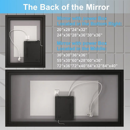 Apex-Noir 28"x36" Framed LED Lighted Bathroom Mirror