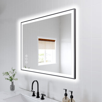 Apex-Noir 28"x36" Framed LED Lighted Bathroom Mirror