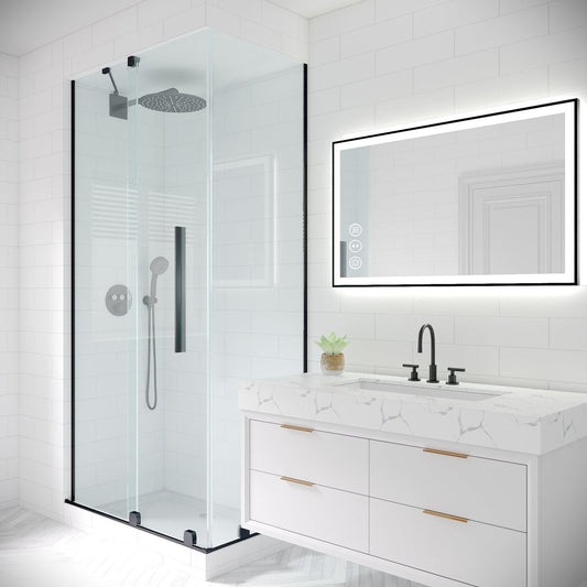 Apex-Noir 40"x24" Framed LED Lighted Bathroom Mirror