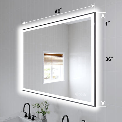 Apex-Noir 48"x36" Framed LED Lighted Bathroom Mirror