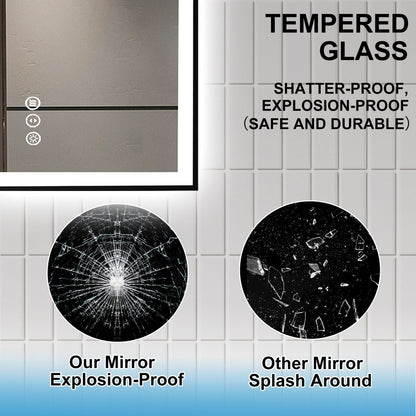 Apex-Noir 72"x36" Framed LED Lighted Bathroom Mirror