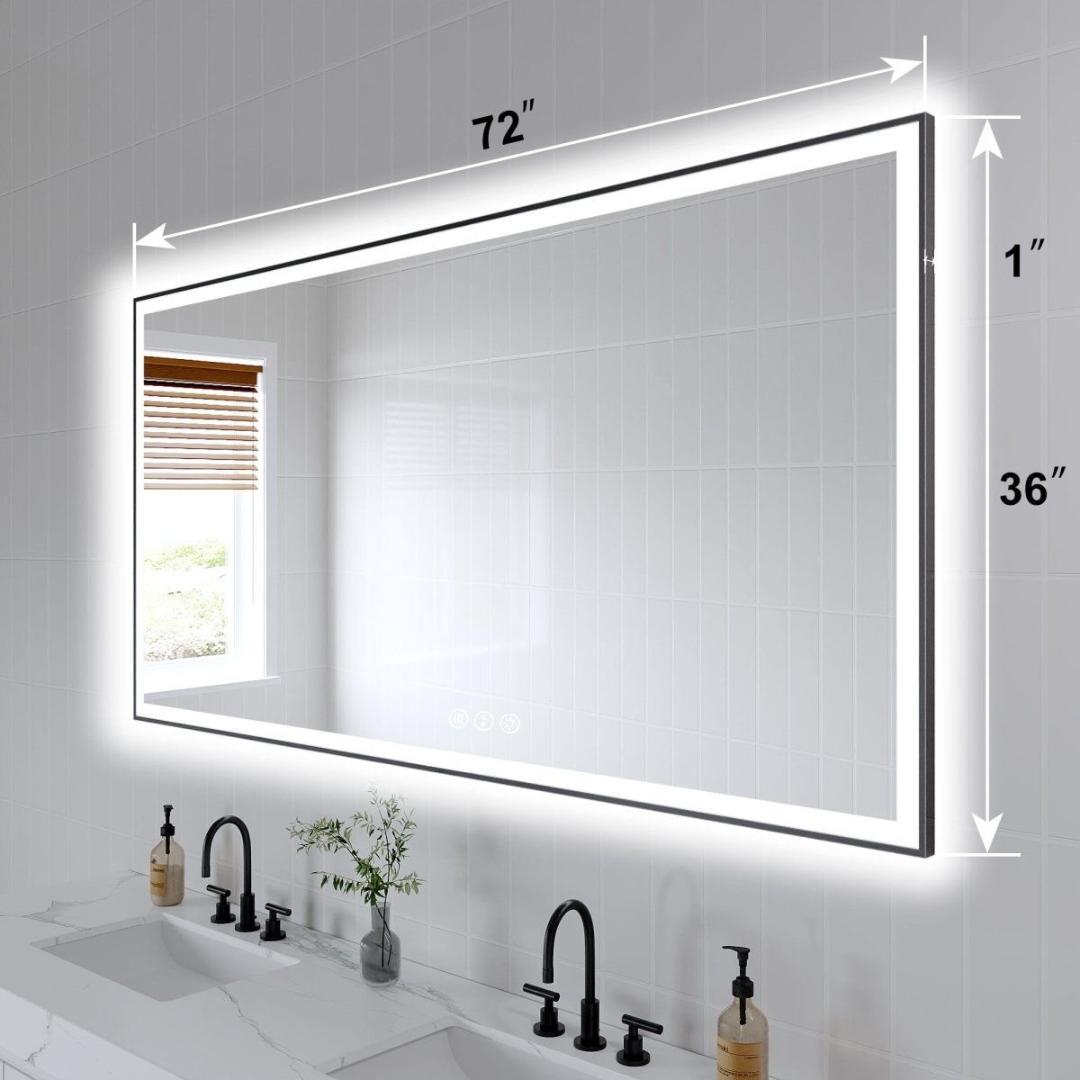Apex-Noir 72"x36" Framed LED Lighted Bathroom Mirror