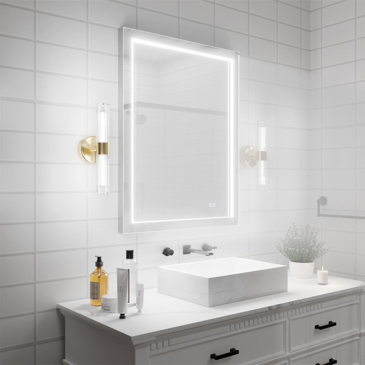 Ascend-M1d 28" x 36" Led Bathroom Mirror with Aluminum Frame