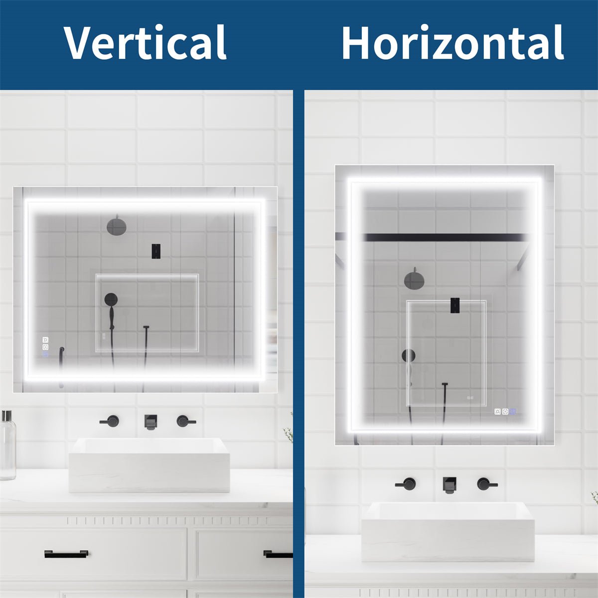 Ascend-M1d 28" x 36" Led Bathroom Mirror with Aluminum Frame