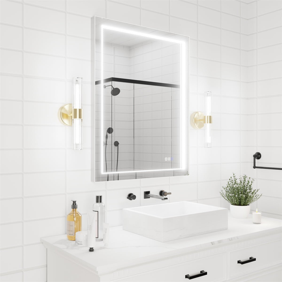 Ascend-M1d 28" x 36" Led Bathroom Mirror with Aluminum Frame