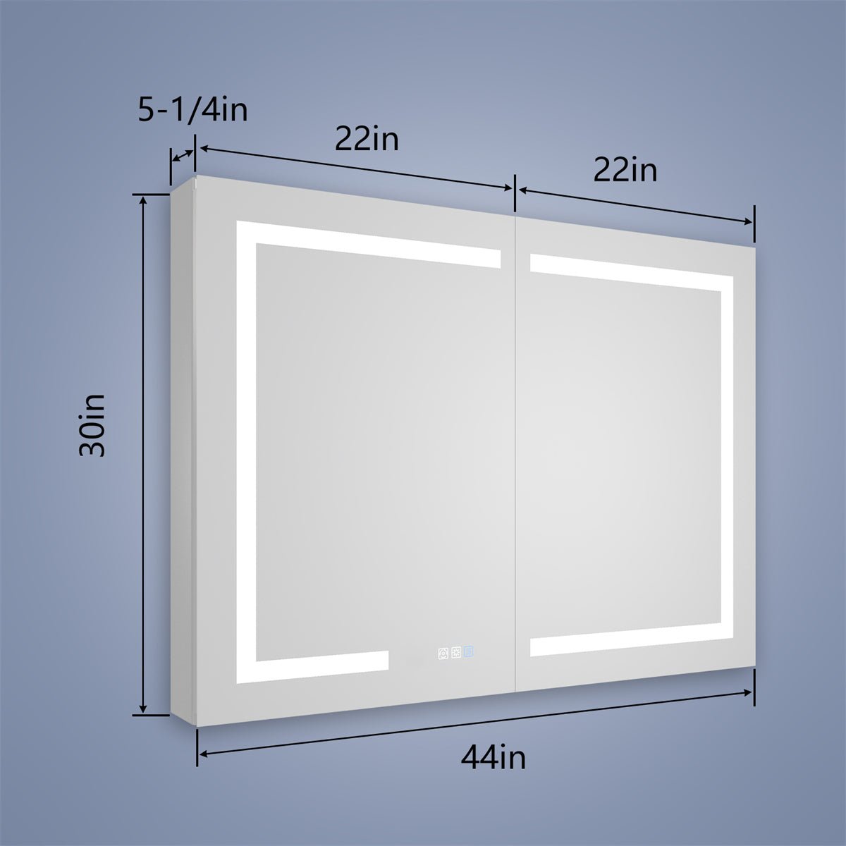 Boost-M1 44" W x 30" H Light Medicine Cabinet Recessed or Surface Mount Aluminum Adjustable Shelves Vanity Mirror Cabinet