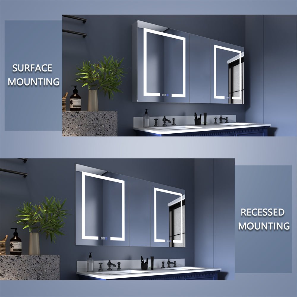 Boost-M1 60" W x 30" H Combination Medicine Cabinet with Mirror led Lighted Medicine Cabinet