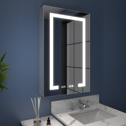 Boost-M2 20" W x 32" H Bathroom Narrow Light Medicine Cabinets with Vanity Mirror Recessed or Surface
