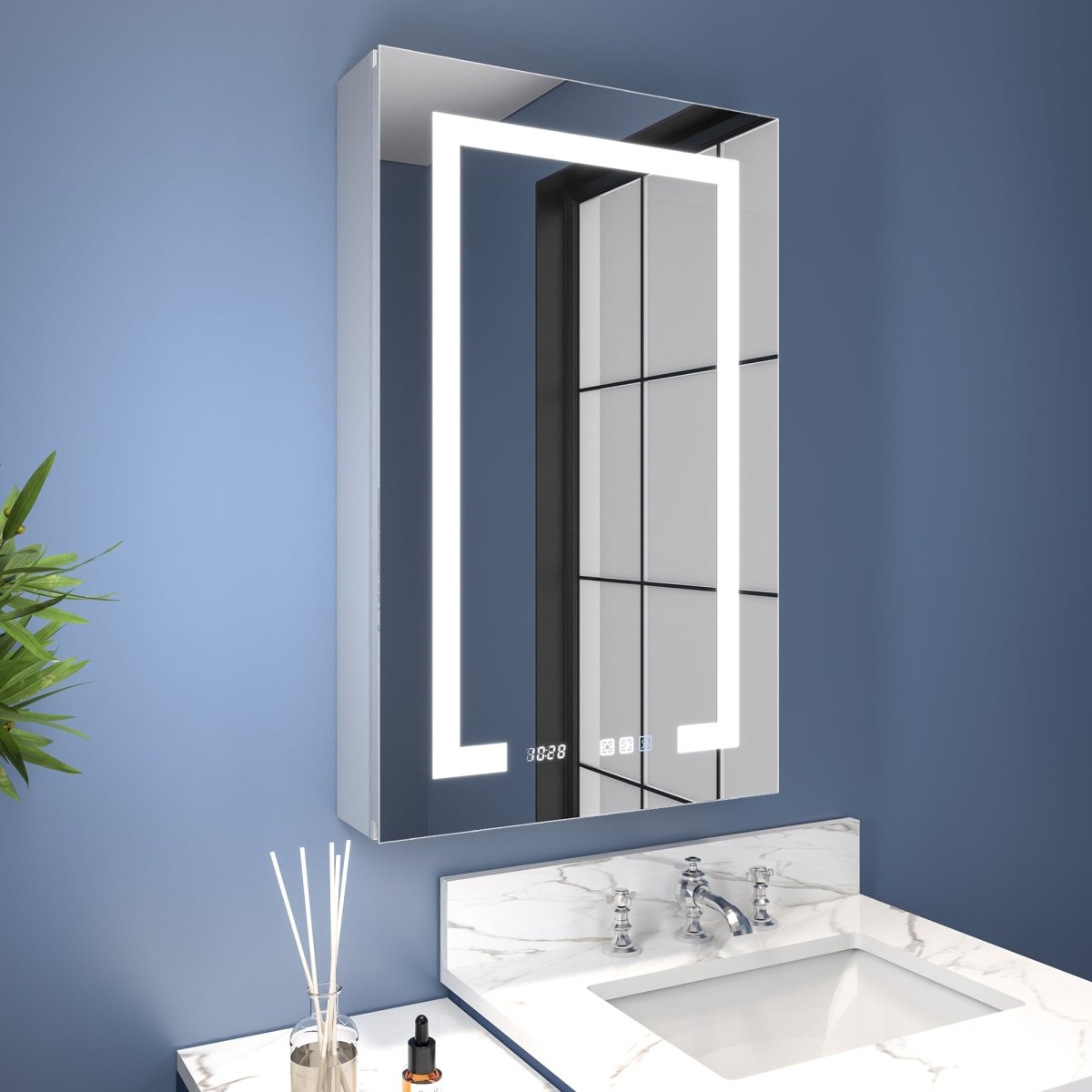 Boost-M2 20" W x 32" H Bathroom Narrow Light Medicine Cabinets with Vanity Mirror Recessed or Surface