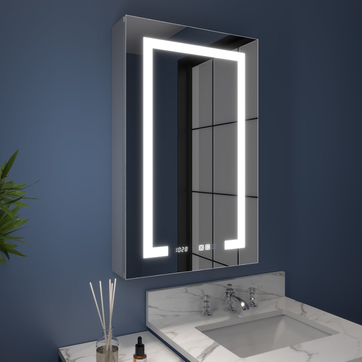 Boost-M2 20" W x 32" H Bathroom Narrow Light Medicine Cabinets with Vanity Mirror Recessed or Surface, Left Hinge