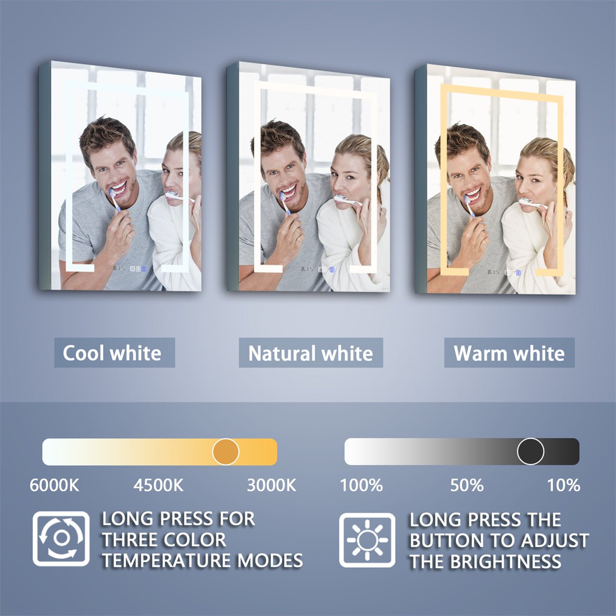 Boost-M2 20" W x 36" H LED Lighted Bathroom Medicine Cabinet with Mirror and Clock - ExBriteUSA