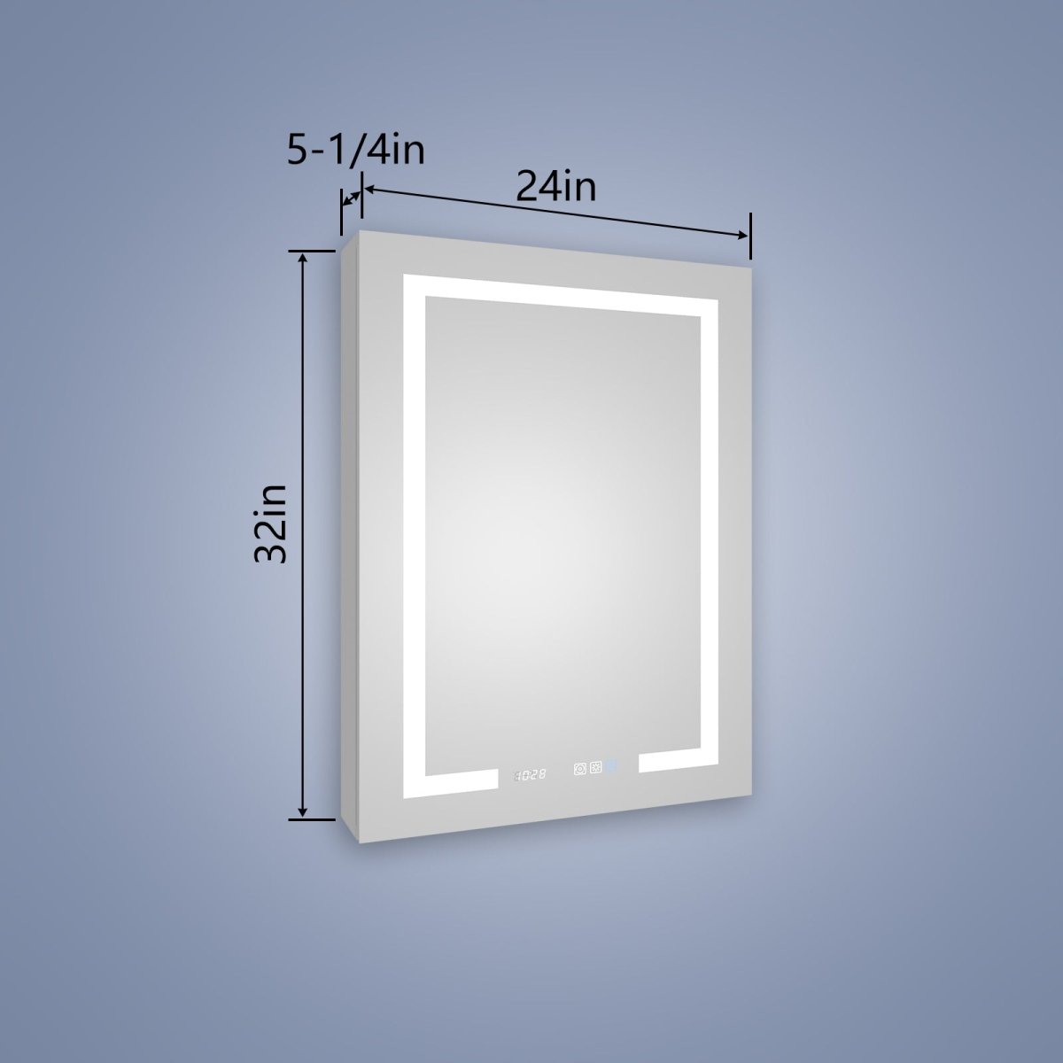 Boost-M2 24" W x 32" H LED Lighted Bathroom Medicine Cabinet with Mirror and Clock, Right Hinge