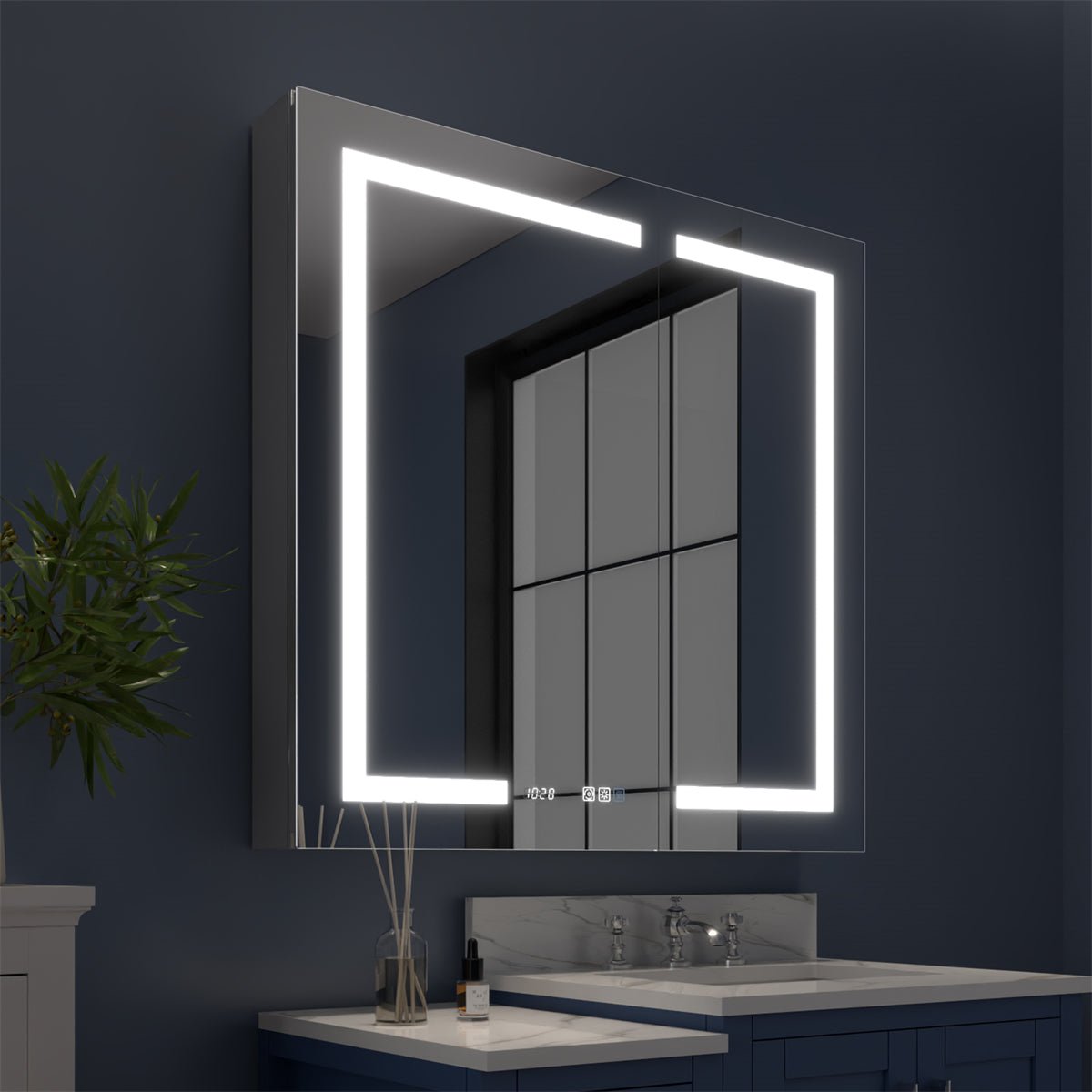 Boost-M2 36" W x 36" H Bathroom Light Medicine Cabinets with Vanity Mirror Recessed or Surface