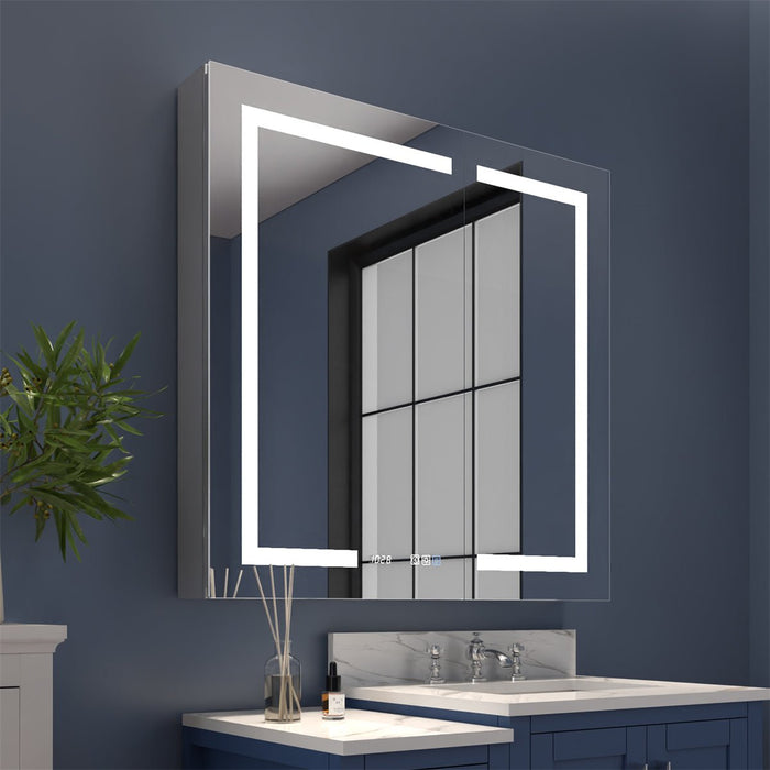 Boost-M1 36 x 36 Recessed Medicine Cabinet with Vanity Mirror - Bathroom Light and Storage Solution