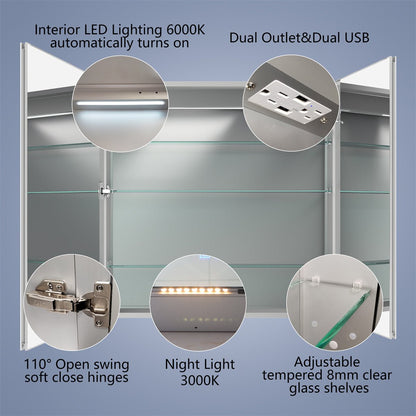 Boost-M2 36" W x 36" H Bathroom Light Medicine Cabinets with Vanity Mirror Recessed or Surface