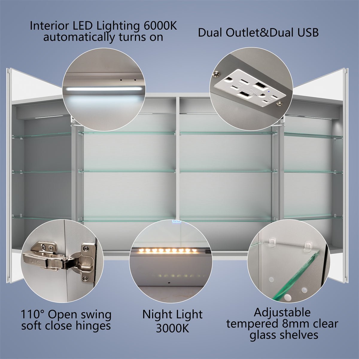 Boost-M2 40" W x 32" H Bathroom Light Narrow Medicine Cabinets with Vanity Mirror Recessed or Surface - ExBriteUSA