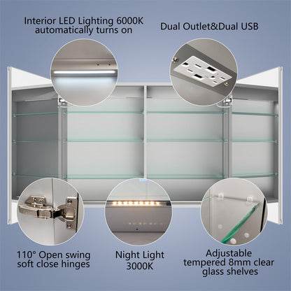 Boost-M2 44" W x 32" H Bathroom Light Narrow Medicine Cabinets with Vanity Mirror Recessed or Surface - ExBriteUSA