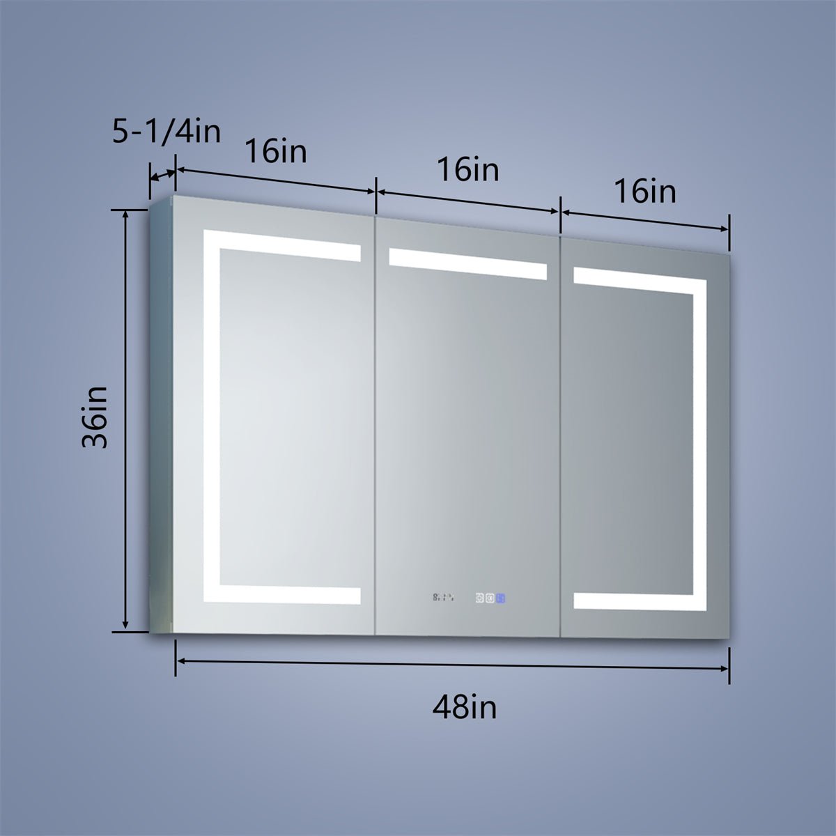 Boost-M2 48" W x 36" H Bathroom Light Narrow Medicine Cabinets with Vanity Mirror Recessed or Surface - ExBriteUSA